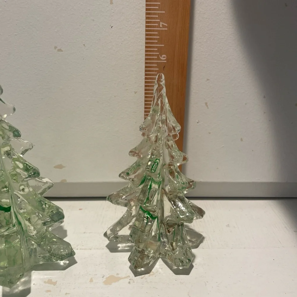 Vintage Set Of Two Studio Art Glass Swirl Christmas Trees 🌲 - Picture 7 of 12